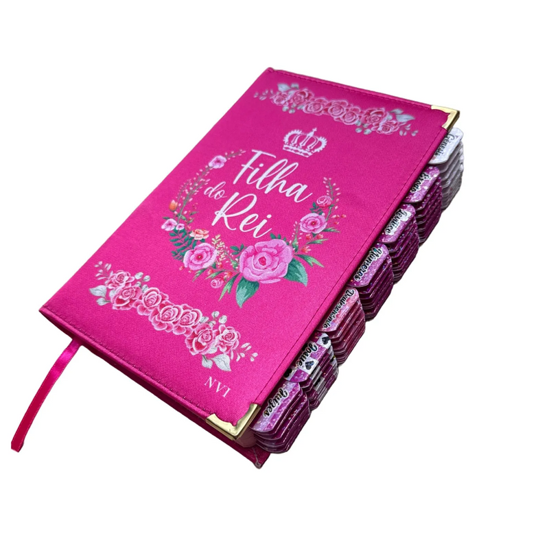 Bíblia Filha do Rei Pink Com Abas ARC