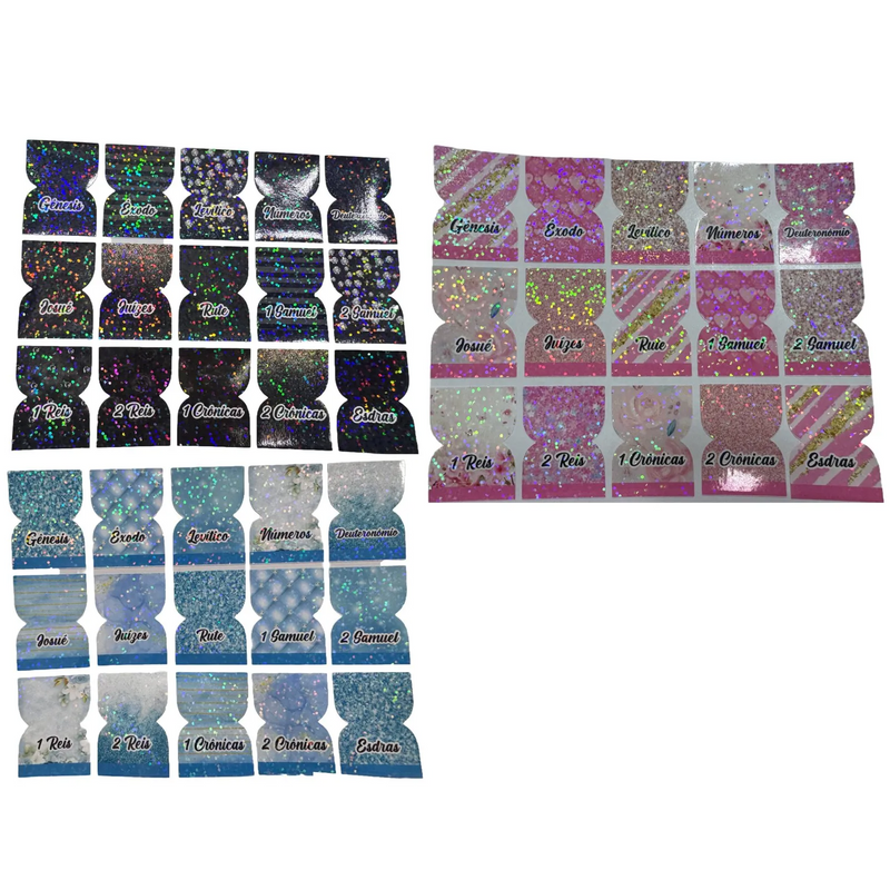 Cartela de Abas Adesivas Glitter