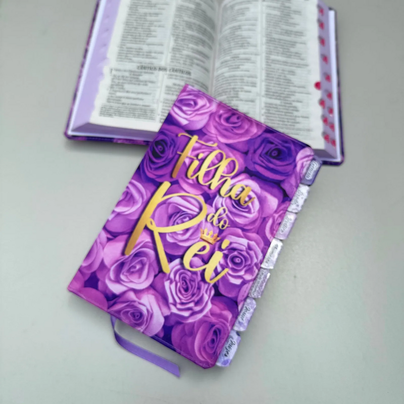 Bíblia Filha do Rei lilás Rosas Arc