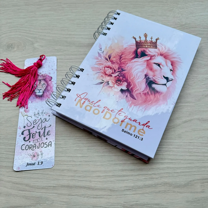Caderno Devocional Branco Floral Aquele que te Guarda Nao Dorme
