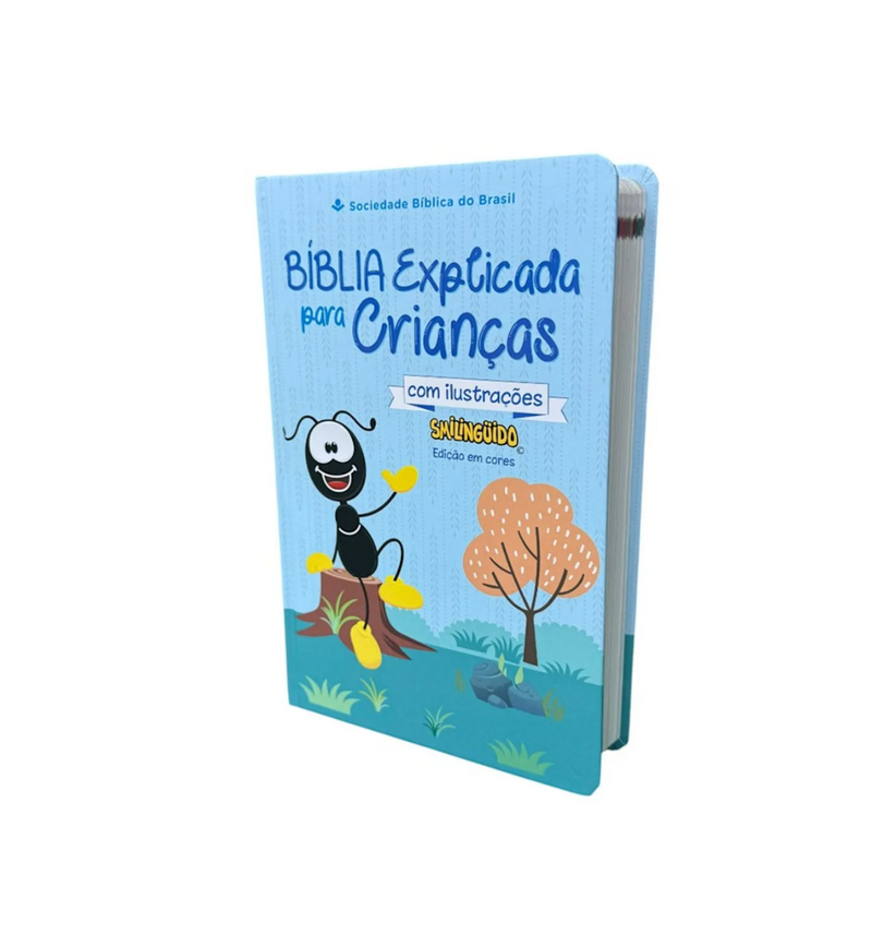 Bíblia Infantil Explicativa para Crianças Com Ilustraçoes Smilinguido Azul