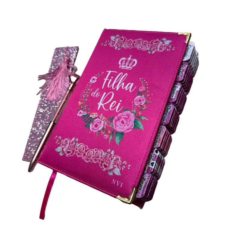 Bíblia Filha do Rei Pink Com Abas ARC