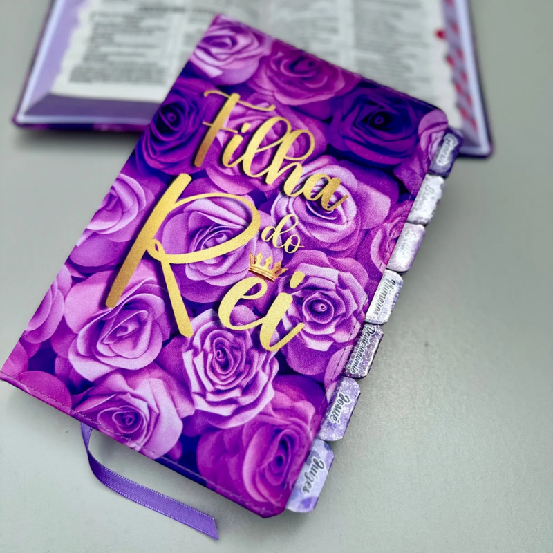 Bíblia Filha do Rei lilás Rosas Arc