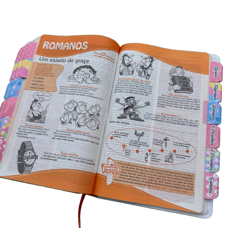 Bíblia das Descobertas Para Adolescente Ntlh Rosa Sbb Com Abas Colocadas
