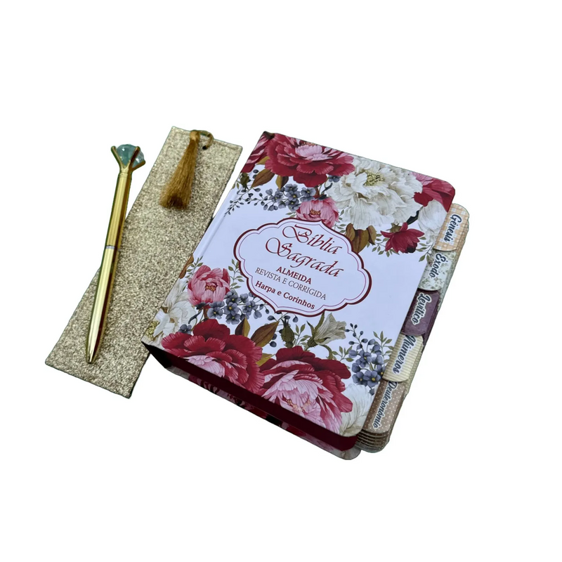 Bíblia Contorno Floral Pequena