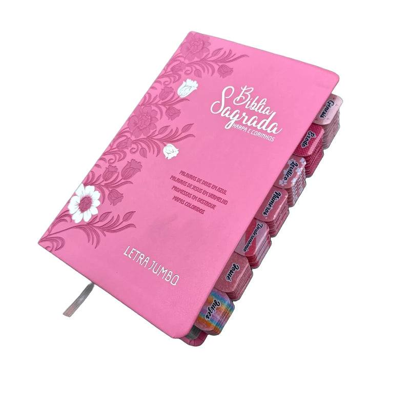 Bíblia Jumbo Floral Rosa