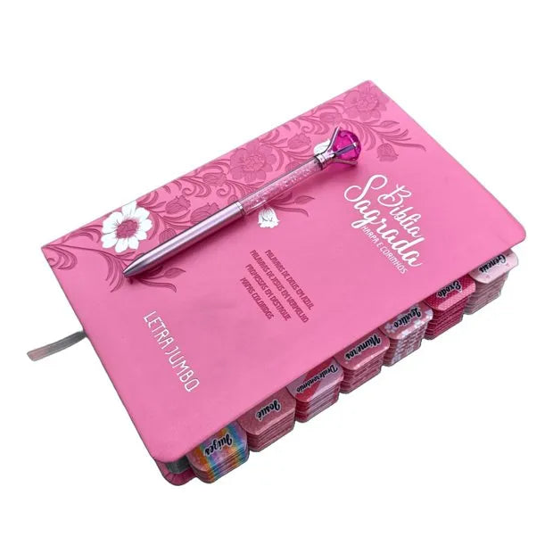 Bíblia Jumbo Floral Rosa