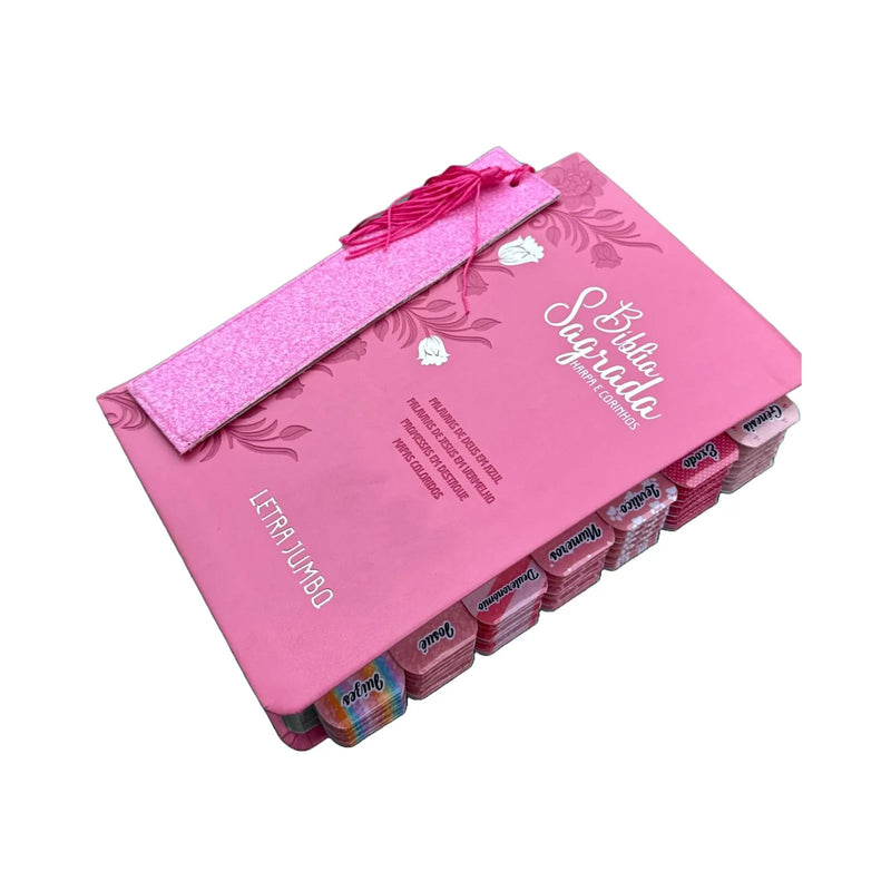 Bíblia Jumbo Floral Rosa