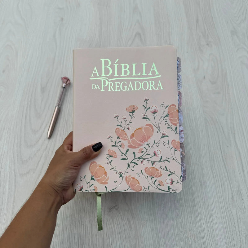 Bíblia de Estudo da Pregadora Grande Com abas Floral