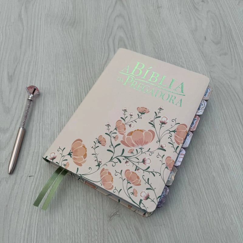 Bíblia de Estudo da Pregadora Grande Com abas Floral